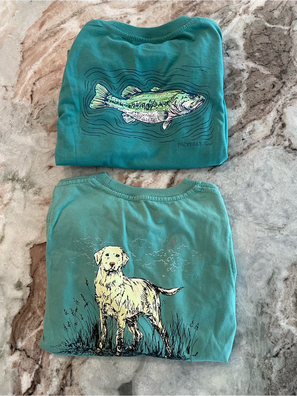 Properly Tied Boys Long Sleeve Lab and Fish Preppy Pocket T-shirt Green